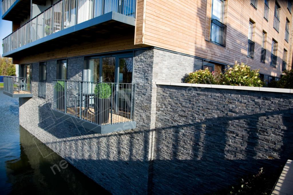 Honeypot Lane Stacked Charcoal Stone cladding  Project